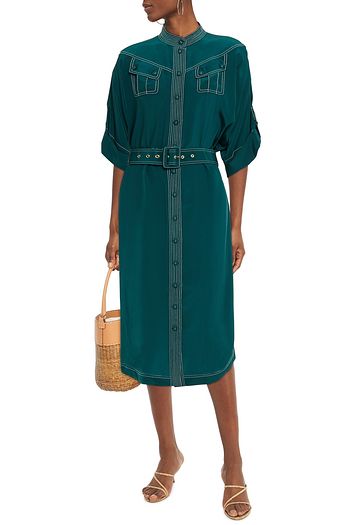 ZIMMERMANN Belted silk crepe de chine midi shirt dress