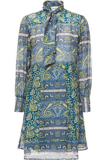 ANTIK BATIK Kheti tie-neck printed cotton and silk-blend voile mini dress