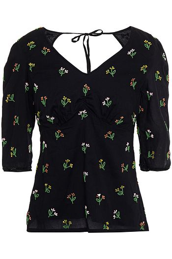 ANTIK BATIK Oriane tie-back embellished cotton top