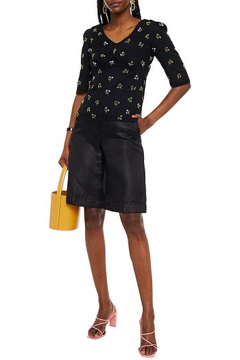 ANTIK BATIK Oriane tie-back embellished cotton top