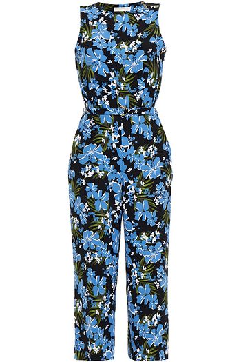 MICHAEL MICHAEL KORS Cropped belted floral-print crepe jumpsuit