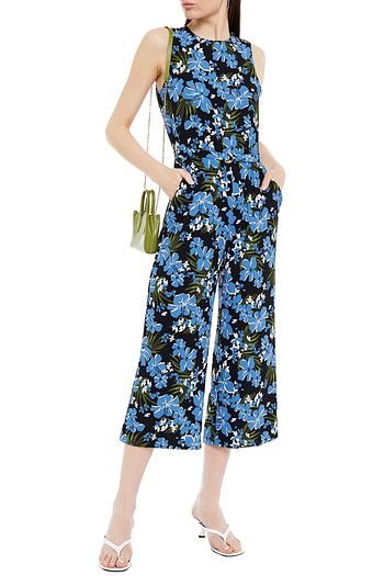 MICHAEL MICHAEL KORS Cropped belted floral-print crepe jumpsuit