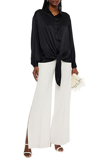 RONNY KOBO Tahlia asymmetric stretch-silk satin shirt