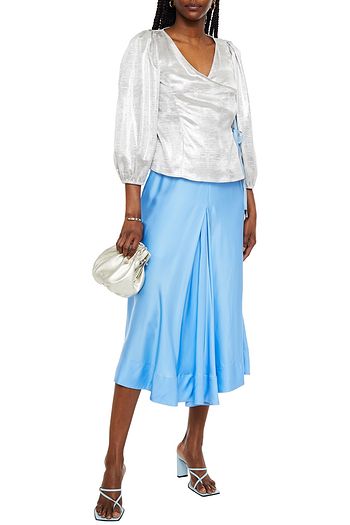 SHRIMPS Cordelia lamé-jacquard wrap blouse
