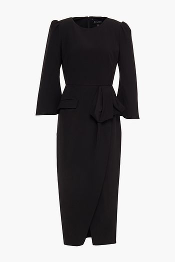 SALONI Valentine wrap-effect bow-embellished crepe midi dress