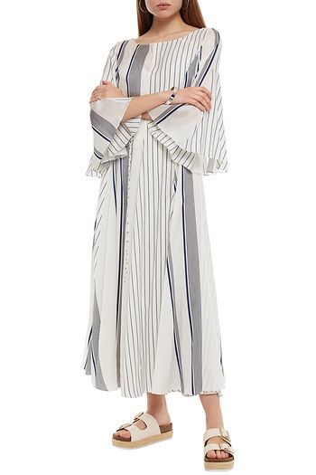 THE ROW Selar belted striped silk maxi dress