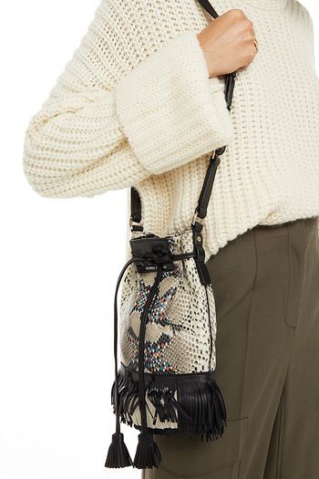 ISABEL MARANT Fringed snake-effect leather shoulder bag