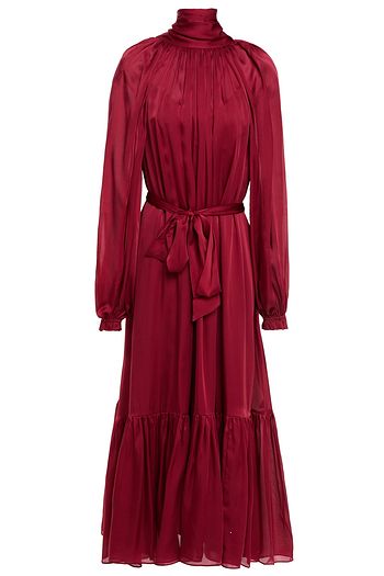 ZIMMERMANN Belted bow-detailed washed-silk midi dress