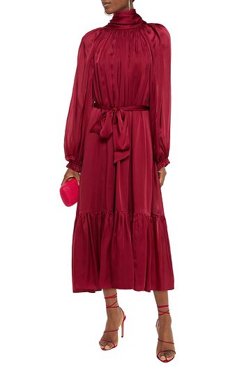ZIMMERMANN Belted bow-detailed washed-silk midi dress