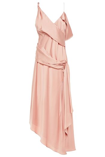 JONATHAN SIMKHAI Asymmetric draped satin midi dress