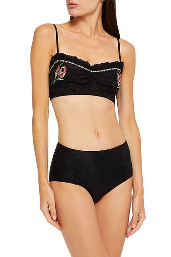 MORGAN LANE Mia embroidered silk-blend satin-jacquard bralette