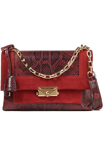 MICHAEL MICHAEL KORS Suede-trimmed snake-effect leather shoulder bag