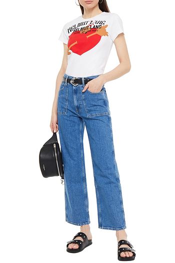 HELMUT LANG Embroidered printed cotton-jersey T-shirt