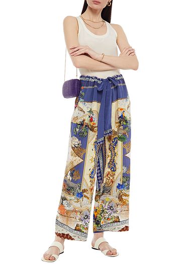 CAMILLA Printed silk crepe de chine wide-leg pants