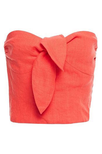 MARA HOFFMAN Nan strapless cropped linen-twill top