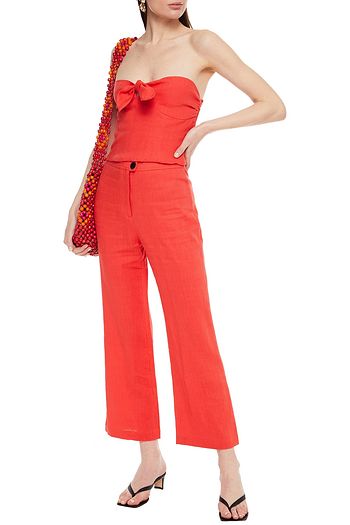 MARA HOFFMAN Nan strapless cropped linen-twill top