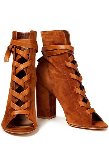 GIANVITO ROSSI Brooklyn leather-trimmed suede ankle boots
