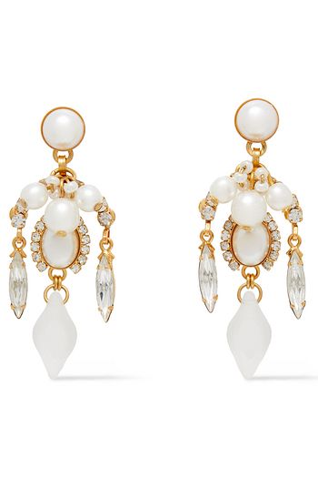 ELIZABETH COLE 24 KT. vergoldete Ohrringe mit Swarovski-Kristallen und Kunstperlen