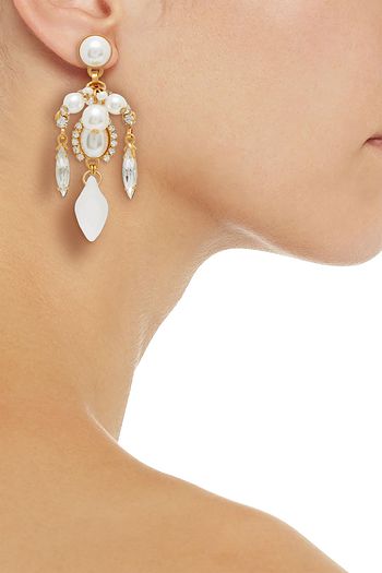 ELIZABETH COLE 24 KT. vergoldete Ohrringe mit Swarovski-Kristallen und Kunstperlen