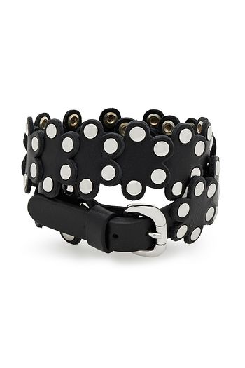 RED(V) Flower Puzzle studded leather wrap bracelet