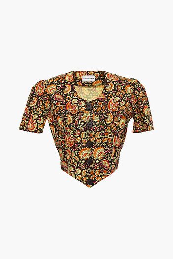 ANTIK BATIK Cherie cropped printed cotton-poplin top
