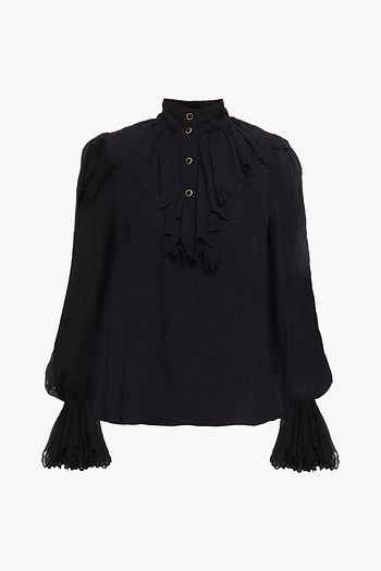 ZIMMERMANN Oberteil aus Chiffon mit eingewebten Punkten und Rüschen