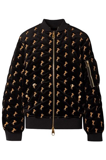CHLOÉ Embroidered cotton-blend velvet bomber jacket
