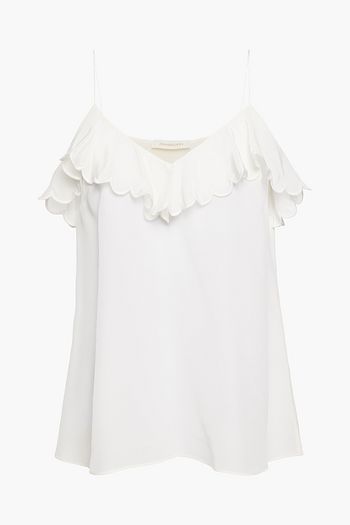 ZIMMERMANN Seidentop aus Crêpe de Chine mit Rüschen und Muschelsaum