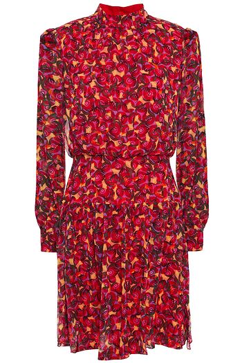 SALONI Isabel B gathered printed silk-chiffon mini dress