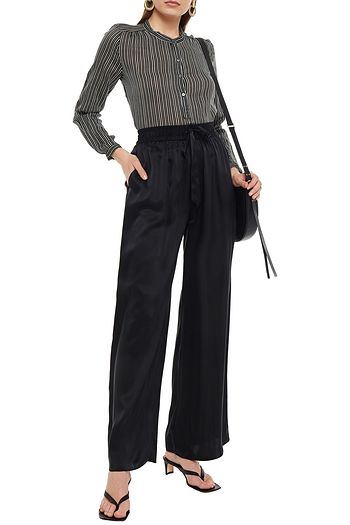 ZIMMERMANN Hose mit weitem Bein aus Seidensatin mit Raffung