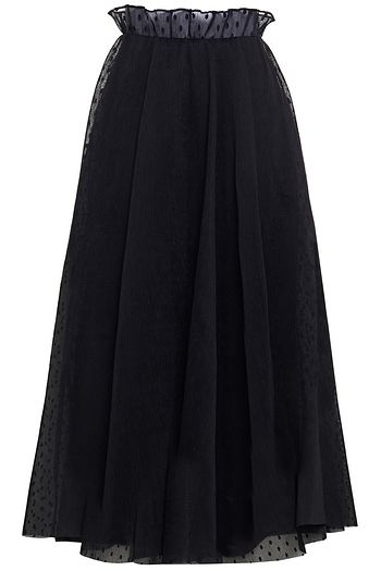 ZIMMERMANN Ruffle-trimmed Swiss-dot plissé-organza midi skirt