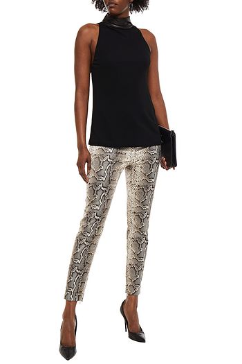 TOM FORD Snake-print cotton-blend twill slim-leg pants