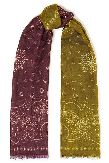 CHAN LUU Frayed printed color-block gauze scarf