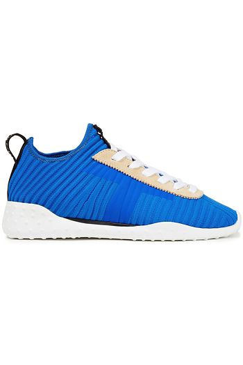 TOD'S Bedruckte Sneakers aus Stretch-Strick mit Velourslederbesatz
