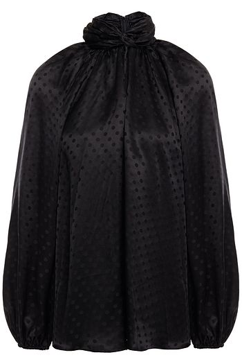 ZIMMERMANN Gathered polka-dot satin-jacquard blouse