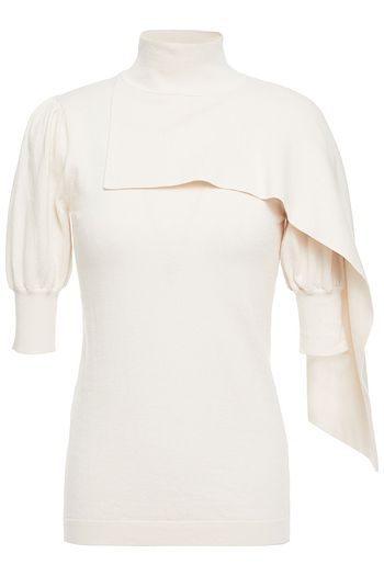 ZIMMERMANN Draped cotton-blend turtleneck top