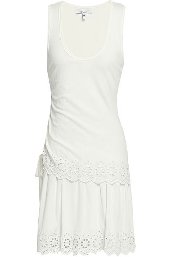 DEREK LAM 10 CROSBY Layered broderie anglaise-trimmed stretch-jersey mini dress
