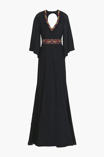 ETRO Open-back embellished silk crepe de chine gown