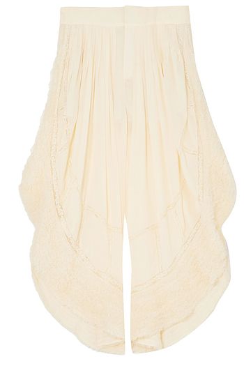 CHLOÉ Lace-trimmed crepe wide-leg pants