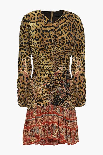 ETRO Ruched printed silk crepe de chine mini dress