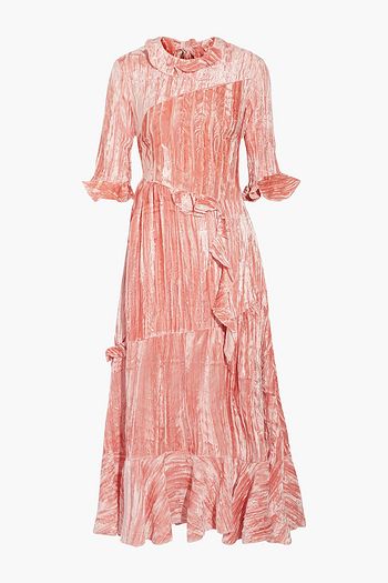 REJINA PYO Crinkled velvet midi dress