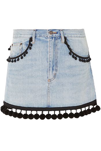 MARC JACOBS Pompom-embellished denim mini skirt