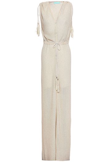 MELISSA ODABASH Tasseled metallic crochet-knit maxi dress