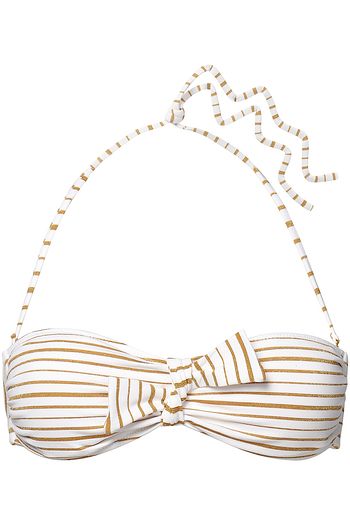 MELISSA ODABASH Aruba knotted metallic striped bandeau bikini top