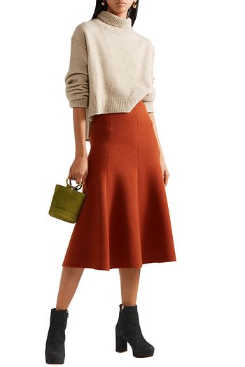 MANSUR GAVRIEL Ankle Boots aus Veloursleder mit Shearling-Futter und Plateau