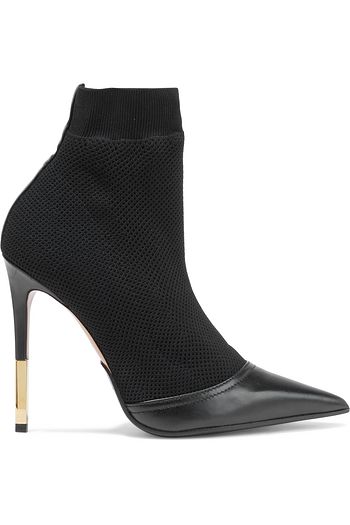 BALMAIN Ankle Boots aus Stretch-Mesh mit Lederbesatz