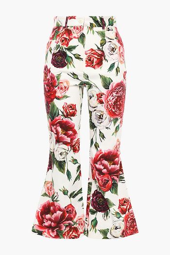 DOLCE & GABBANA Floral-print stretch cotton-twill kick-flare pants