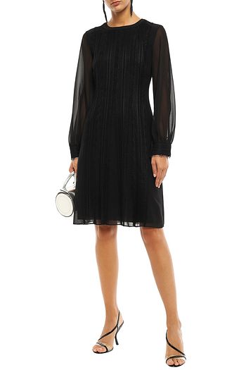 MIKAEL AGHAL Lace-trimmed chiffon dress
