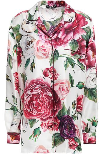 DOLCE & GABBANA Floral-print silk-twill shirt