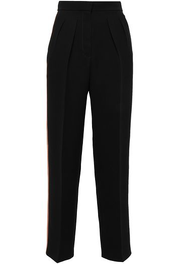 ROKSANDA Satin-trimmed pleated crepe tapered pants